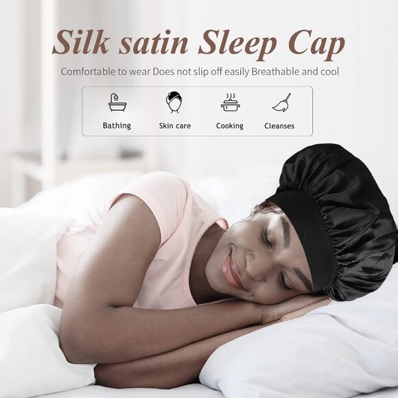 2 Pack Silk-Satin Bonnet Hair Wrap for Sleeping - Picture 2 of 8